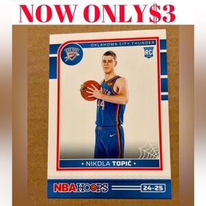 Nikola Topic 2024 Hoops Oklahoma Thunder Rookie RC NBA Basketball Card